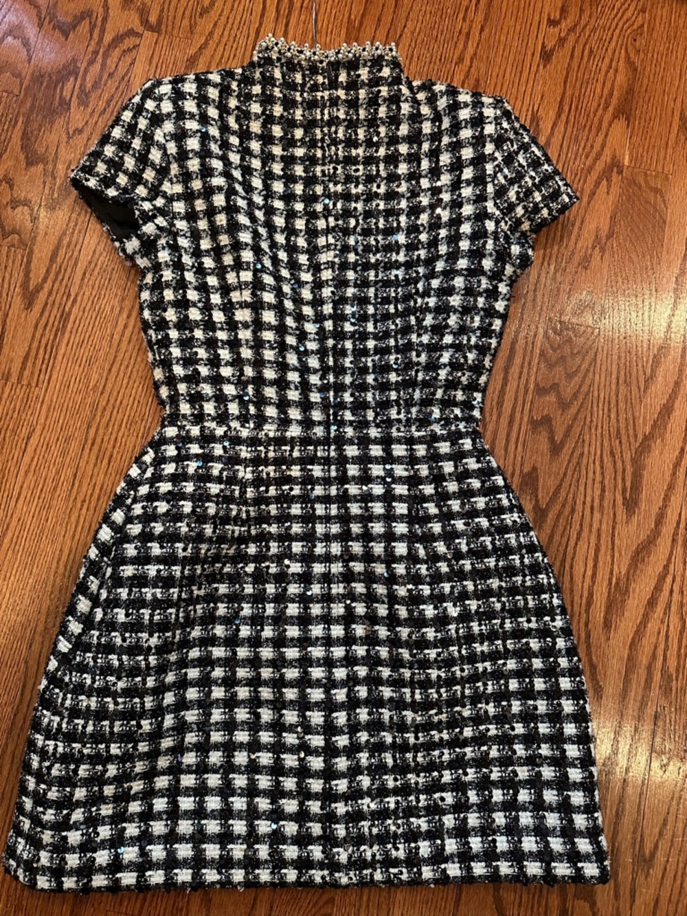 NADINE MERABI Black & White Houndstooth Mini Dress - Picture 5 of 7